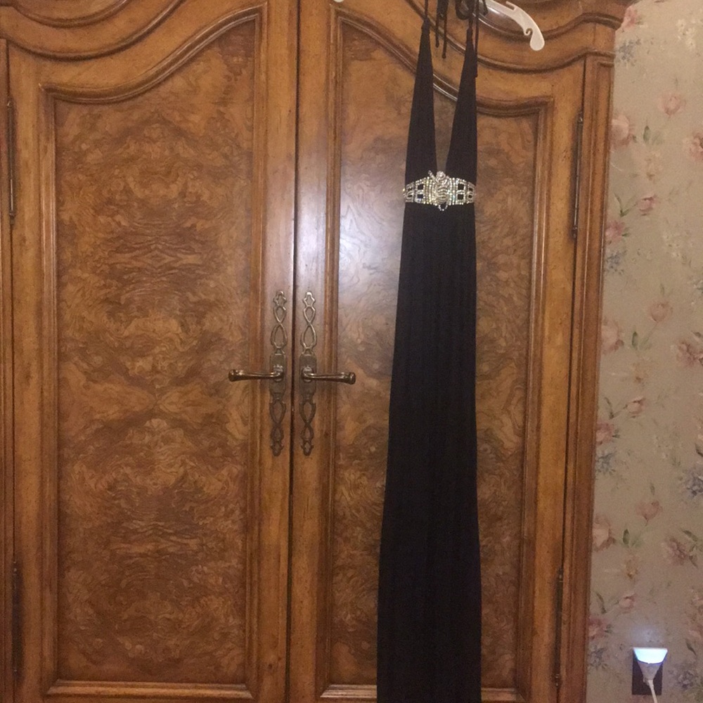 Black halter midi gown